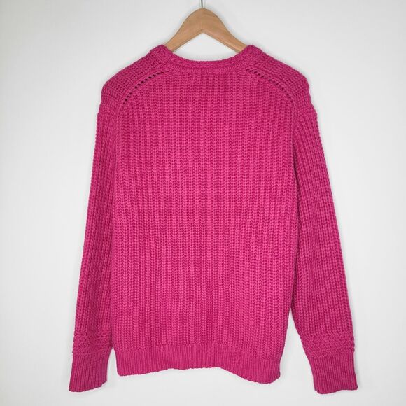 MARINE LAYER Pink Oversized Crewneck Chunky Knit Sweater Size XS Merino Wool - Picture 5 of 12